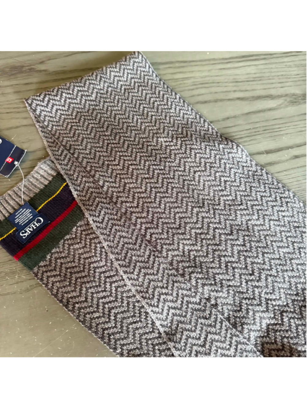 Men's Chaps Scarf Grey Green Striped Knit